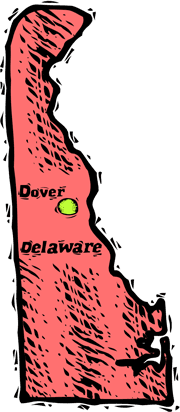 Delaware woodcut map showing location of Dover