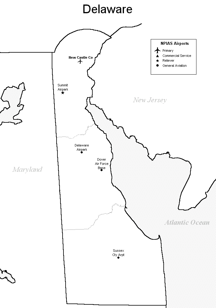 Delaware airport map
